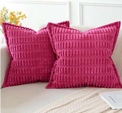 Artscope Hot Pink Kissenbezüge 2er Set Cord Deko Quadratisch (Q)