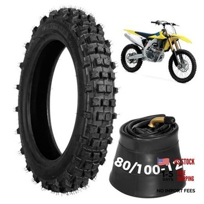80/100-12 Dirt Bike Tires Set, 3.0-12 Tire and 80/100-12 Dirt Bike Tube with 
