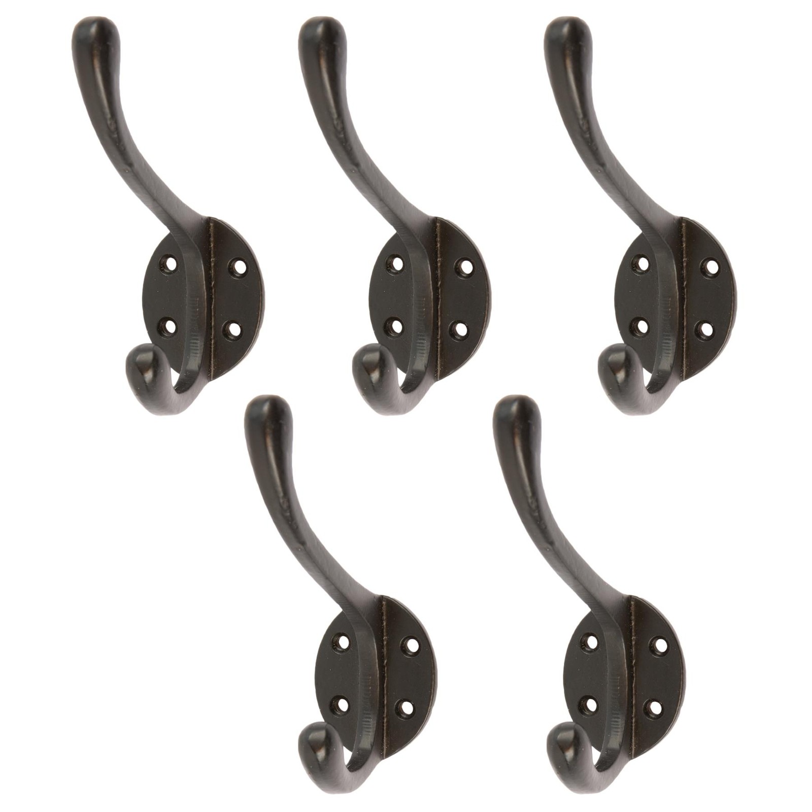Hat & Coat Hook - W40mm x H105mm - Black - Pack of 5