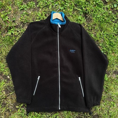 Cotton Traders Black & Blue Thick Fluffy Full Zip Fleece Size Small