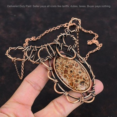 Asteroid Jasper Gemstone Copper Daughter Wire Wrapped Engagement Chain Necklace