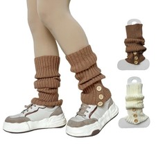 2-Pair Set of Autumn/Winter Knit Button Leg Warmers for Women   Slouchy Socks...