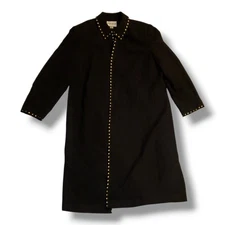 Women's John Meyer Of Norwich Long Black Blazer Jacket Gold Studded. Size 18W 