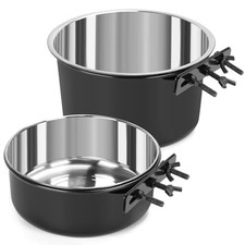 2 Pcs Stainless Steel Large Dog Hanging Crate Bowl Set, 84  44 OZ