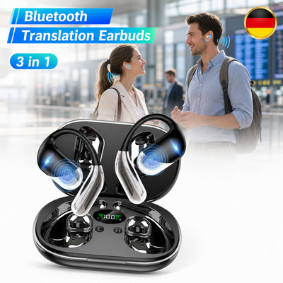 Bluetooth Ohrhörer KI-Übersetzung Kabellos 144 Sprachen Open Ear Business Reisen