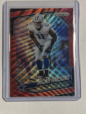 Panini Prizm Micah Parsons Dallas Cowboys #98 Red Wave Prizm 061 /149 NFL Card