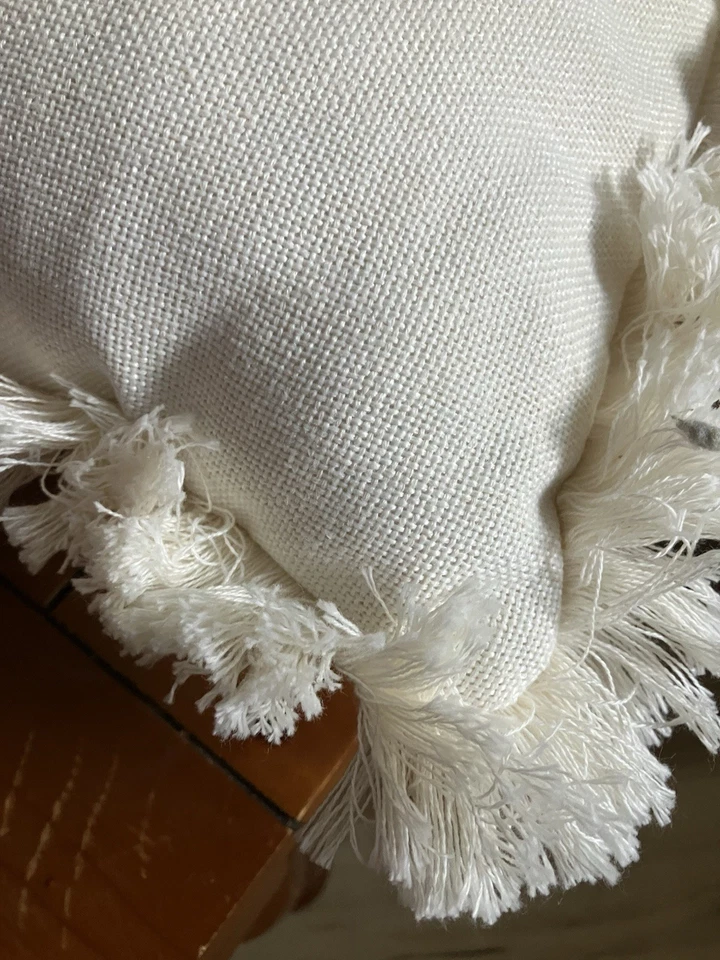 Almohada de diamante 16x16 arpillera suroeste almohada de acento flecos rústicos boho Foto 4 de 4