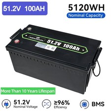 48V 100Ah Golf Cart Battery Lithium LiFePO4 Deep Cycle Wi-Fi Bluetooth Solar RV