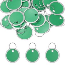 25Pcs 1.2" Metal Rim Key Tags Identifiers Round Blank Paper Tags Green
