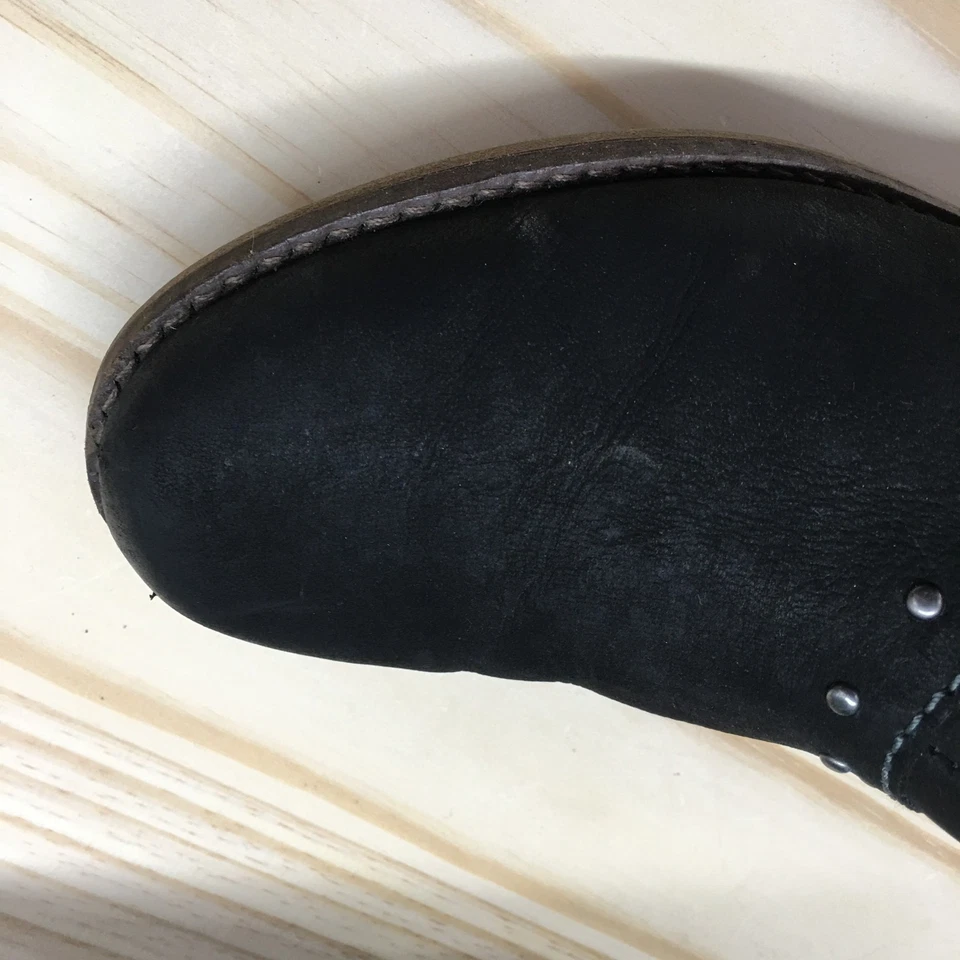 Botines Hush Puppies para mujer 10 negros punta redonda cremallera tachonado bloque cuero Foto 2 de 4