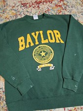 Vintage 90's Baylor University Graphic Crewneck Sweatshirt Size Large DISTRESSED