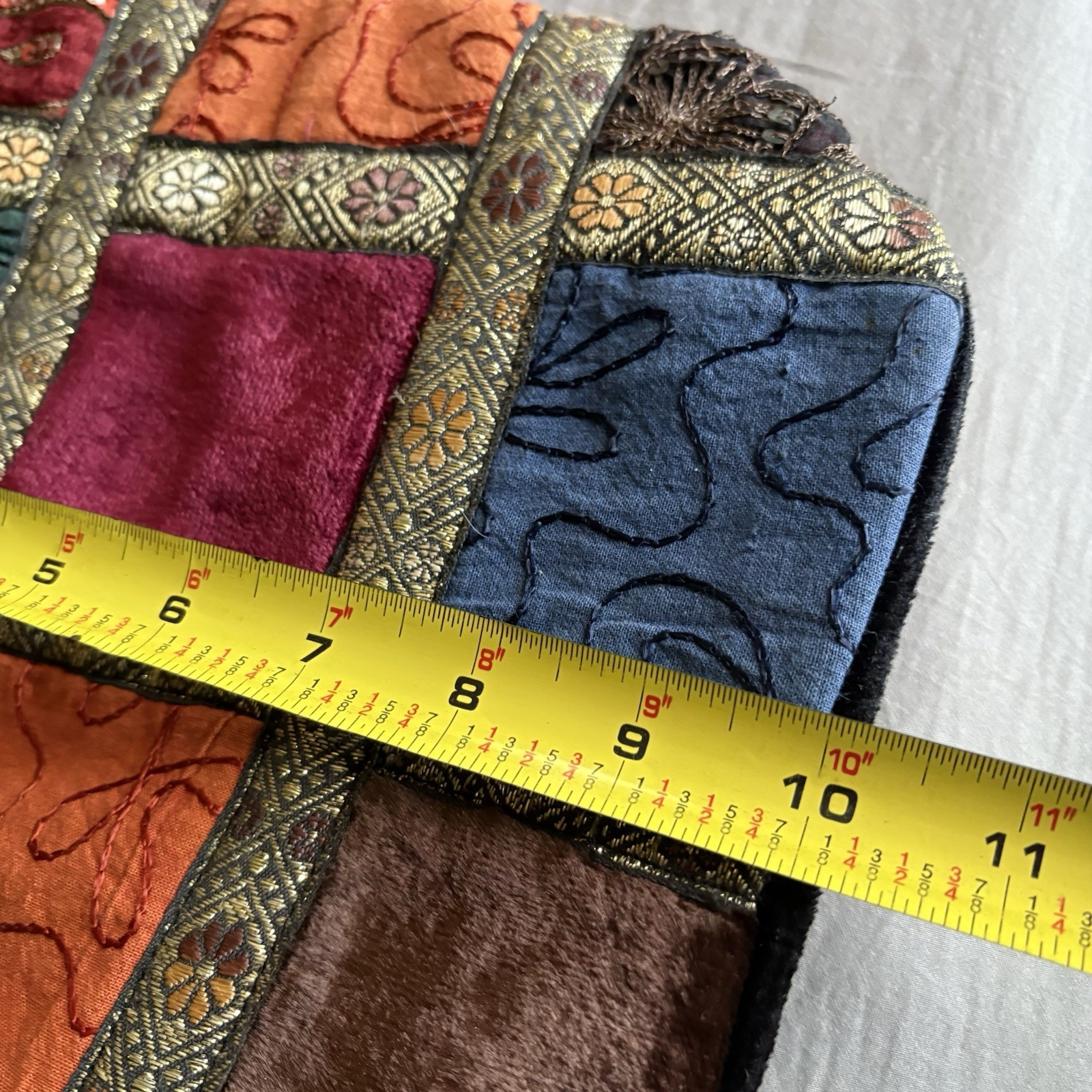 Vtg Multi-Colored Patchwork Purse Shoulder Bag Re… - image 4