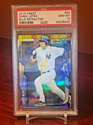 2014  DEREK JETER  TOPPS "BLUE" REFRACTOR    #54  PSA-10 GEM MINT!  057/125