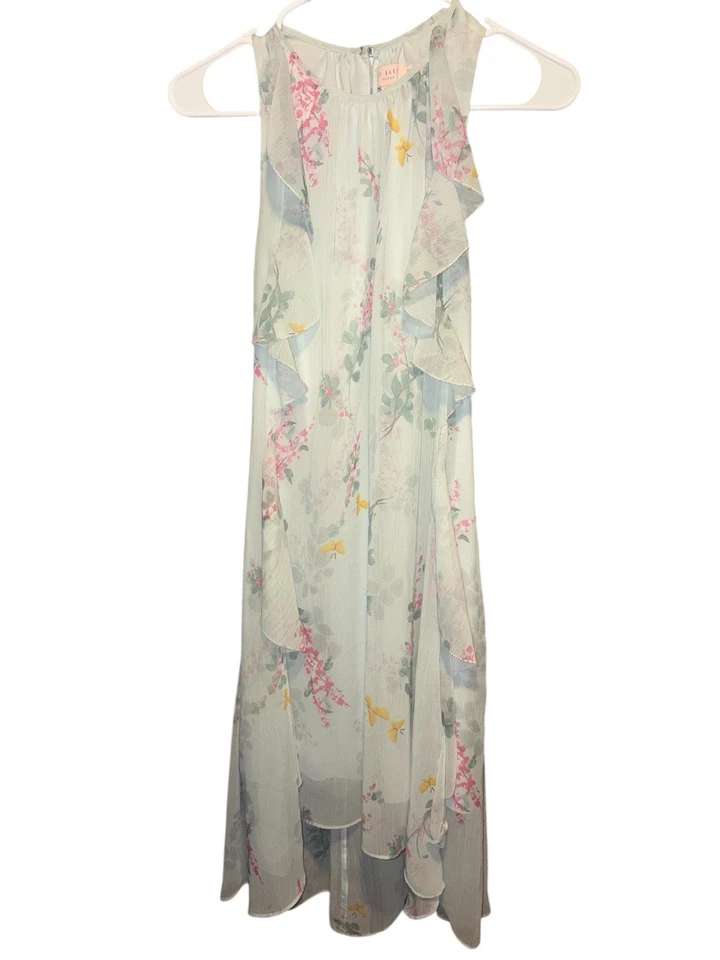 Vestido Ted Baker $279 Minorista Pariz Sorbete Floral Alto Bajo Talla US 4/6 Foto 2 de 3