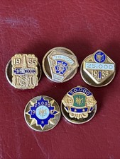 1935-1942 Met Life Metropolitan Life Insurance Company Lapel Pins 5pc Set 10k Gf