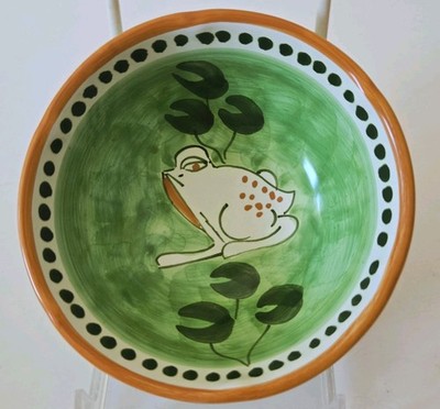 Vietri Nuova Campagna Frog Cereal Soup Bowl Handpainted Italy 5.25'' EUC RARE