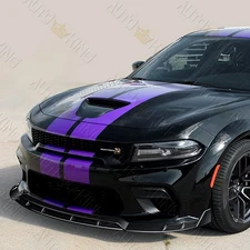 FIT 2015-2023 DODGE CHARGER SRT-STYLE PAINTED BLACK 4PC FRONT BUMPER SPOILER LIP