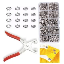 100 Sets Metal Snaps Buttons with Fastener Pliers Press Tool Kit Perfect for ...