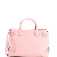 Burberry Banner Tote Leather and House Check Canvas Medium