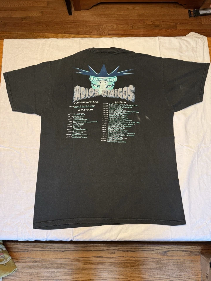 Camiseta De Colección Años 90 Ramones Adios Amigos Tour Fechas Talla XL Japón, Arg, Fechas EE. UU. Foto 2 de 4