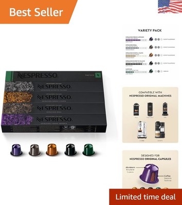 50 Caffeinated Espresso Pods | Nespresso Ispirazione Variety Pack Essentials