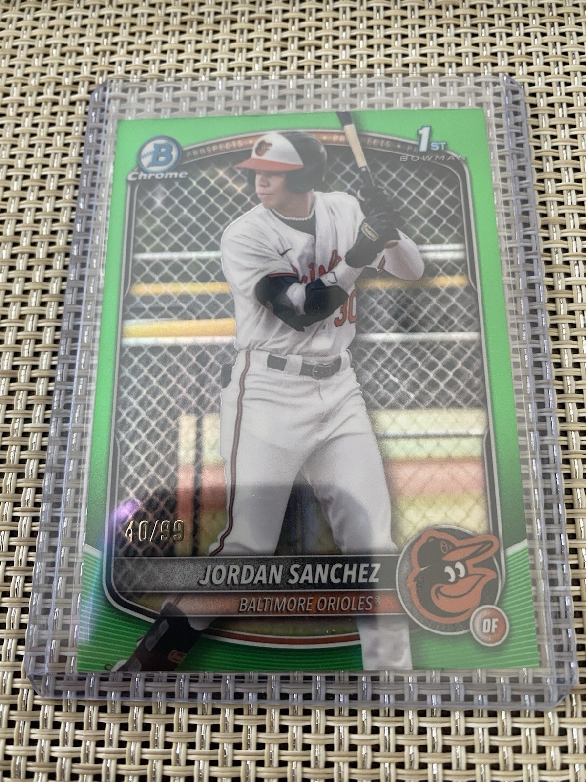 2025 Bowman Chrome 1st Jordan Sanchez True Green Refractor 40/99 BCP-208 Orioles