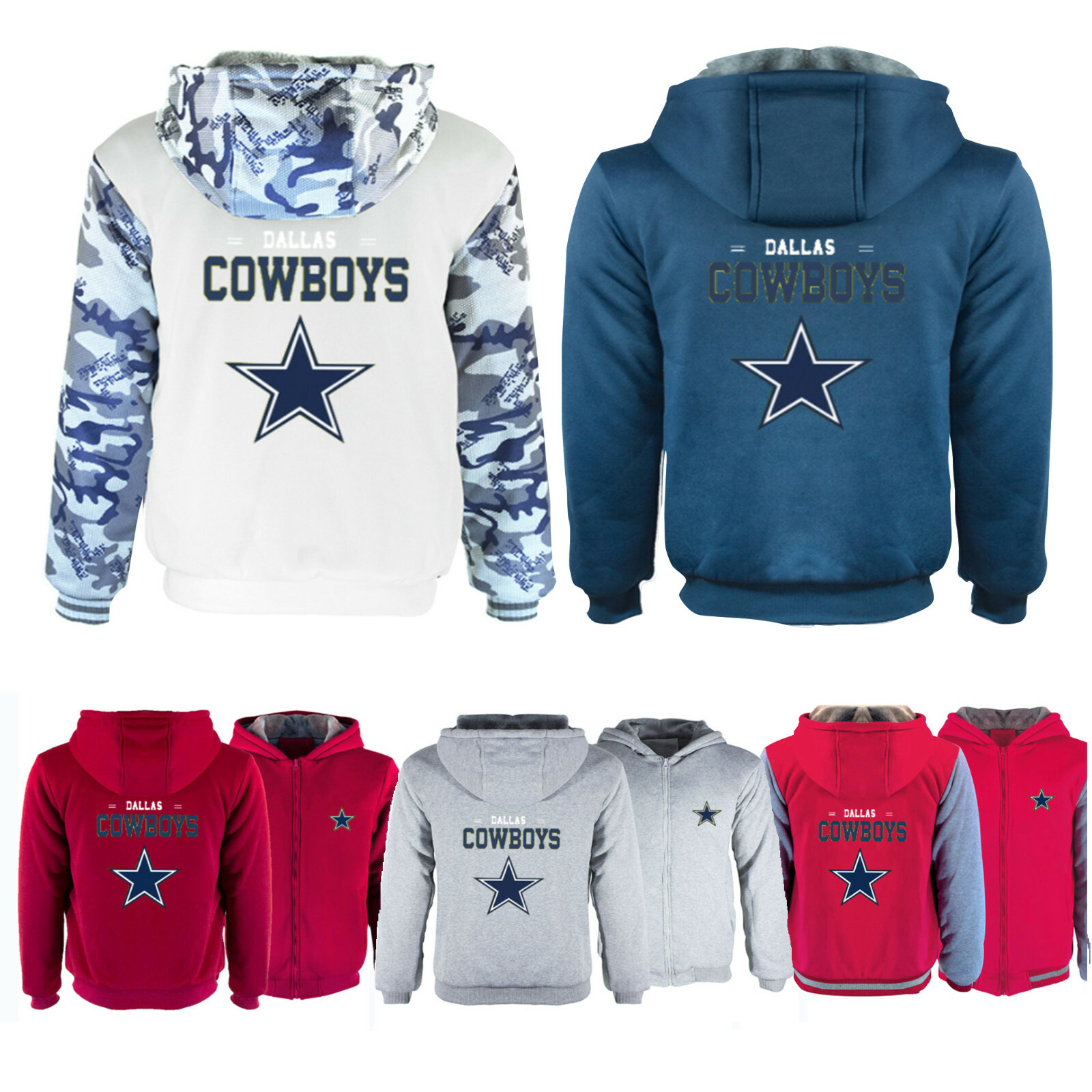 Dallas Cowboys Mens Hoodies Thicken Zip 