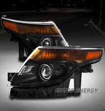 FOR 11-15 FORD EXPLORER HALOGEN PROJECTOR HEADLIGHTS HEADLAMPS BLACK LEFT+RIGHT