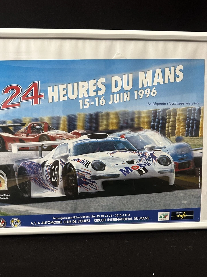 1996 24 Hours Of Lemans Porsche 911 GT1 Framed French Promotional Poster 24x16 - Image 3 of 4