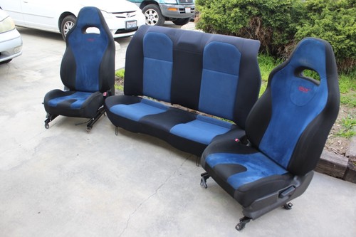JDM 02-07 SUBARU WRX STI GDB BLUE SEATS WITH MATCHING REARS SEATS RAILS JDM GDB - Picture 3 of 21