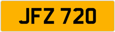 JFZ 720 J 3x3 DATELESS PRIVATE NUMBER PLATE JON JOE JAK JAC JACK JAMES JEFF JAY
