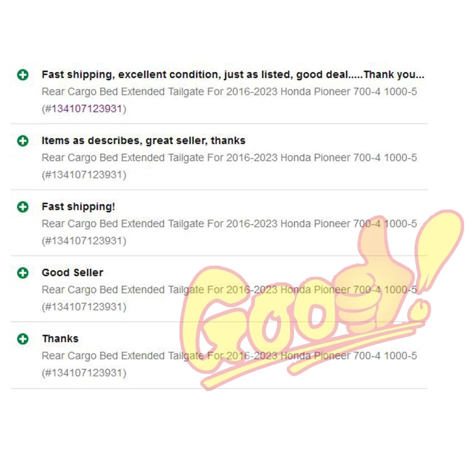 KEMIMOTO Rear Cargo Bed Extended Tailgate For 16-25 Honda Pioneer 700-4 1000-5 - Image 2 of 4