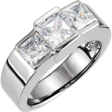 1.80 carat 3 stone Princess cut Diamond Engagement Wedding 14k White Gold Ring
