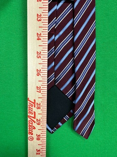 Geoffrey Beene 100% Silk Men's Neck Tie Brown / Blue Striped Classic Tie - Picture 8 of 9