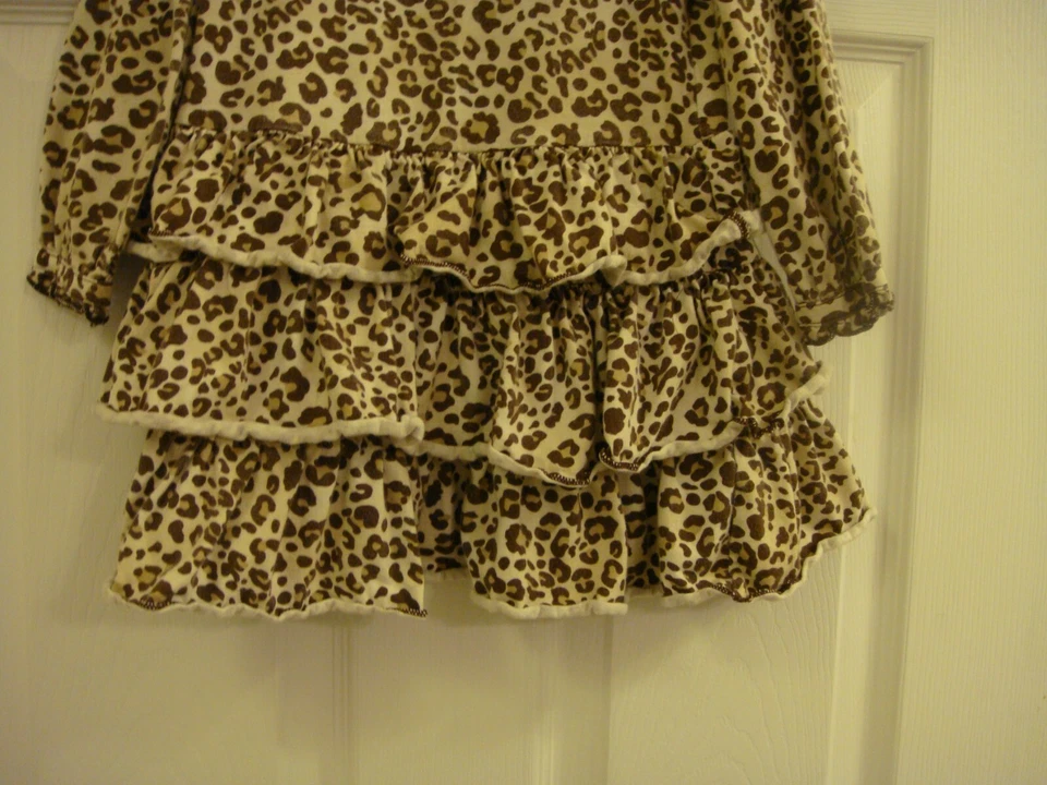 Vestido para niñas Wonderkids marrón estampado animal manga larga con volantes talla 4T Foto 4 de 4