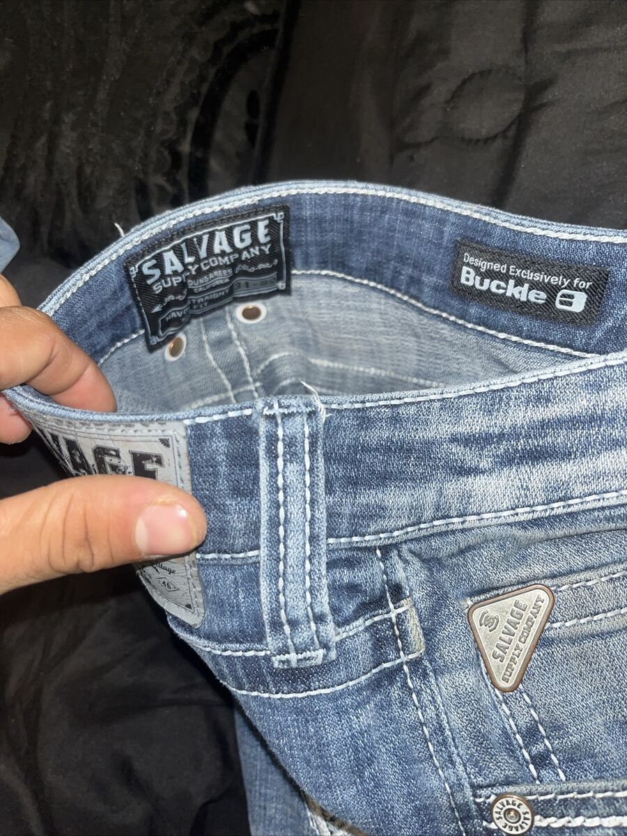 Buckle Salvage Jeans Men's 33R 33X26 Denim Blue SLVG 23-460 Buckle Salvage Jeans Men's 33R 33X26 Denim Blue SLVG 23-460