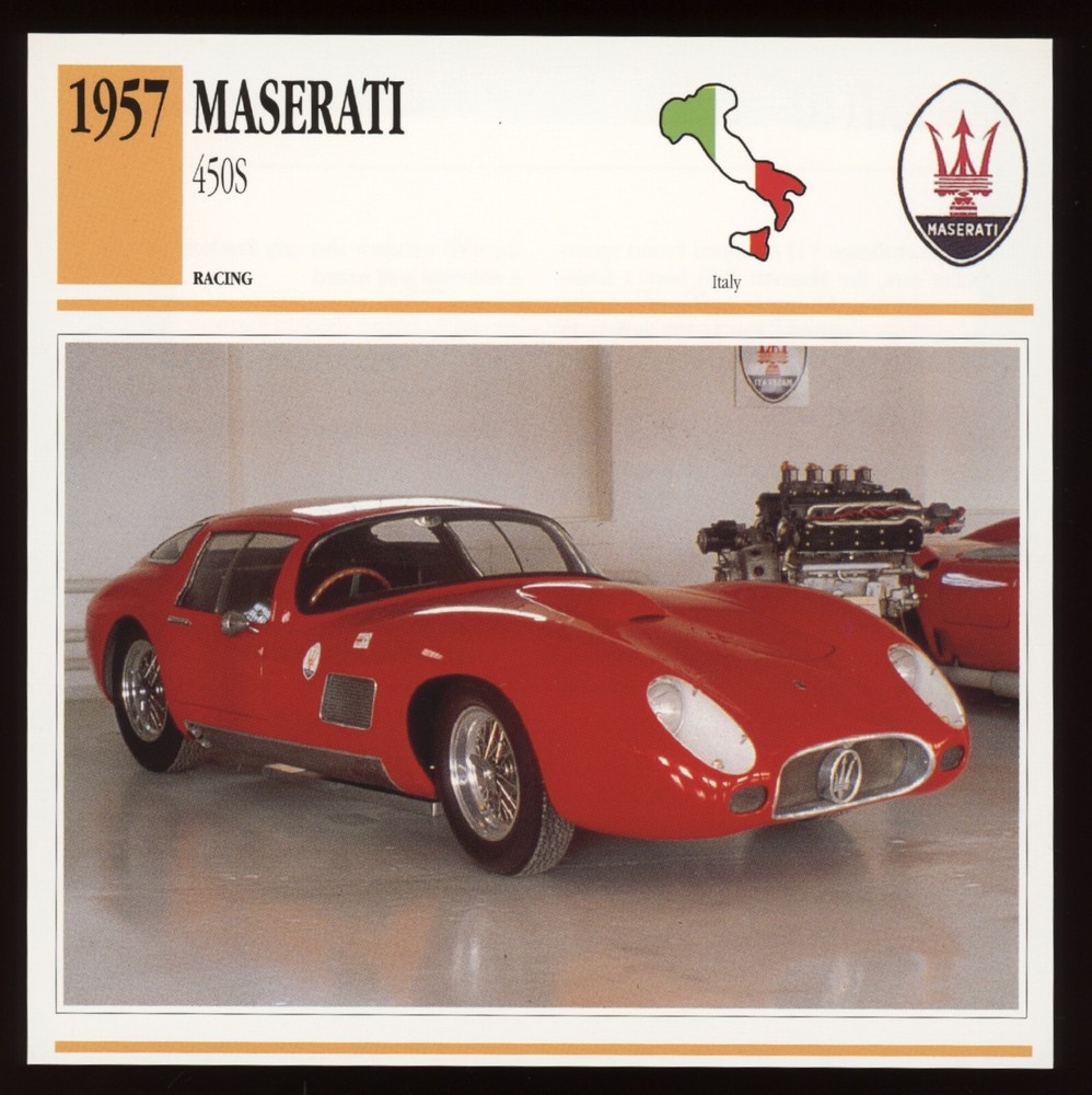 1957  Maserati 450S  Racing  Classic Cars Card