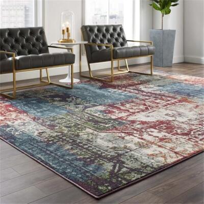Modway Tribute 94.5x122'' Elowen Vintage Mosaic Area Rug in Multi-Color
