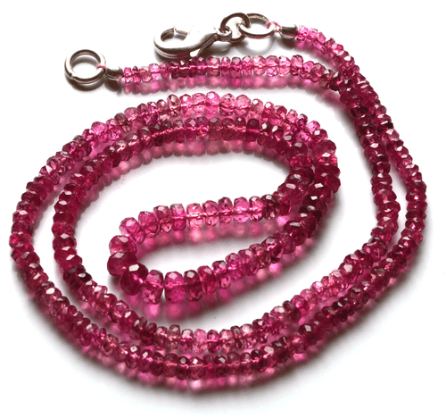 45.60CT 16.5" Super QUALITY Pink Tourmaline FACETED RONDELLE BEADS NECK 2.- 4 MM - Picture 2 of 5