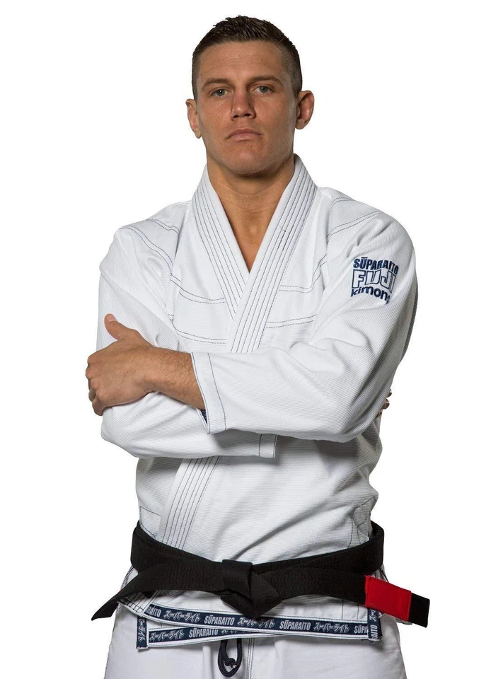 Fuji Suparaito Super Lightweight Mens Brazilian Jiu-Jitsu BJJ Gi - White w Navy - Image 4 of 4