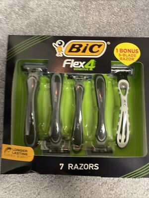 7 Count Bic Flex 4 Sensitive Disposable Razor, Flexible Blades