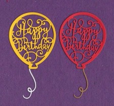 HAPPY BIRTHDAY BALLOON  2 die cuts scrapbook cards
