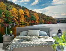 3D Lake Trees A5415 Wallpaper Wall Murals Removable Self-adhesive Amy