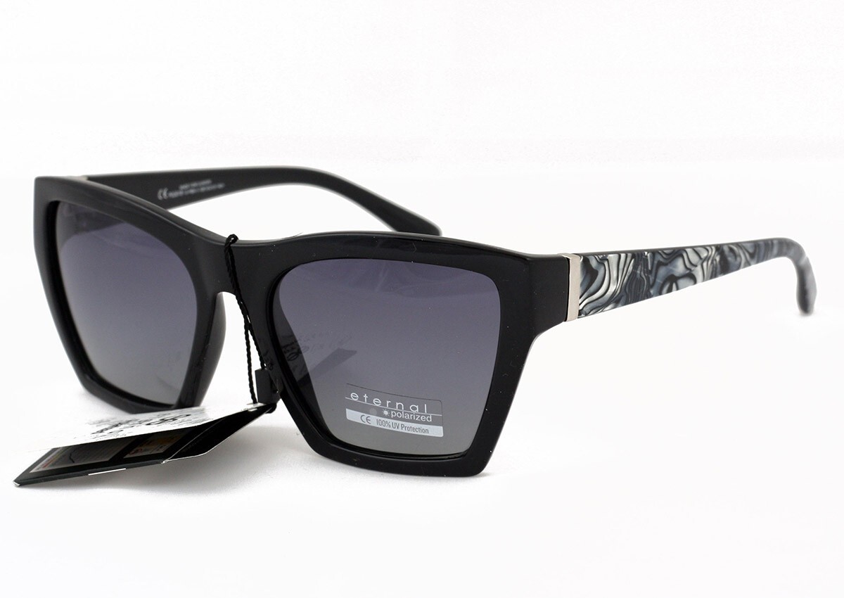 Eternal Polarised Oversized Square Sunglasses Marble Temples Gradient Lenses