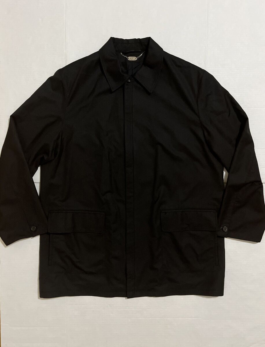 Brioni Jacket Black Wool Silk Leather Trimmed Coat Size XL Brioni Jacket Black Wool Silk Leather Trimmed Coat Size XL
