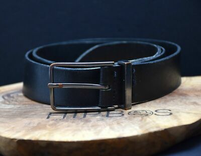 Marks and Spencer M&S Vintage Mens Leather Jeans Belt Black Size 34-36