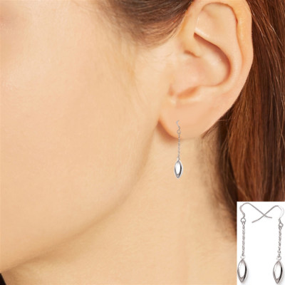 Sterling Silver Shiny Dangle Teardrop Tear Drop Hook Clasp Earrings - Main Image