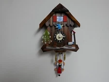 German Novelty  Cuckoo Clock  Engstler  198 SQ Girl , Hand painted, wood