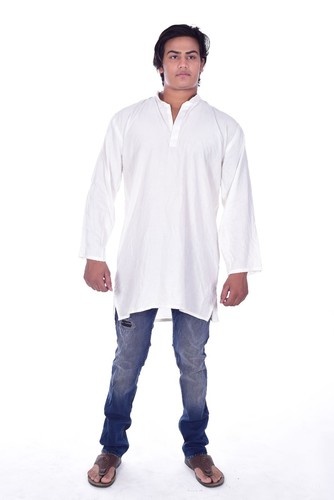 Cotton Tunic Kurta Shirt Solid White 