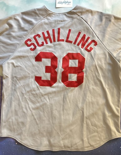 Vtg Majestic Boston Red Sox Curt Schilling #38 Baseball Jersey Gray Mens 2XL - Picture 15 of 22